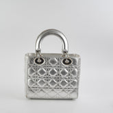 Christian Dior Lady Dior Small Metallic Silver